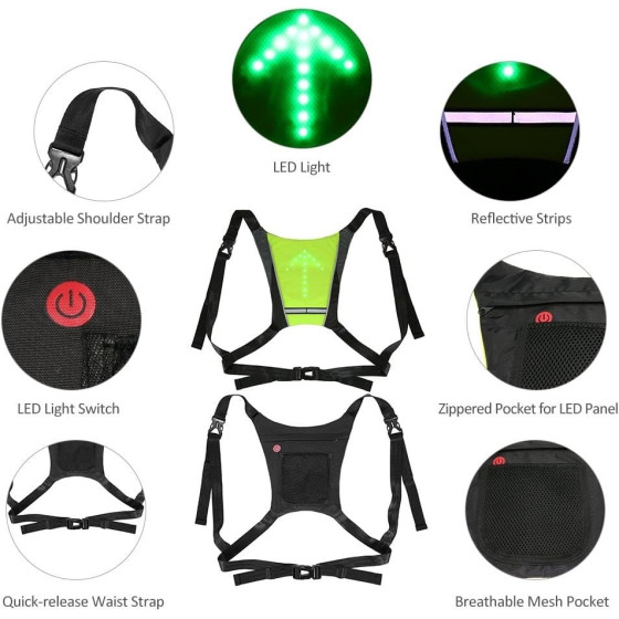 Lixada LED Cycling Bag/Backpack/Vest Widget with Directional Reflective Remote Control - Waterproof, Bike Safe