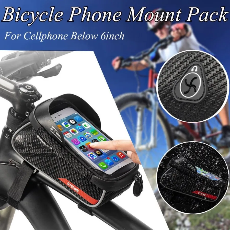 Bike Accessories Phone Cycling 6.0â€™â€™ Bicycle Mount Waterproof Below For Cellphone Top Pack Bike Accessories