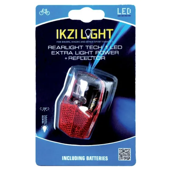 Ikzi Light achterlicht led batterijen rood/zwart